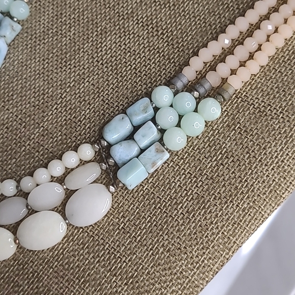 Vintage Nakamol signed Natural Stone and glass Necklace - Picture 3 of 4